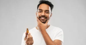 A man ready to use Shaving oil for sensitive skin